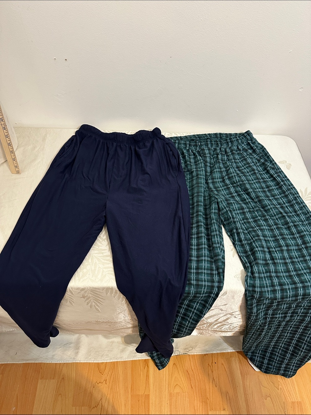 Casual Elastic Waist pajama Pants - Navy & Green Plaid